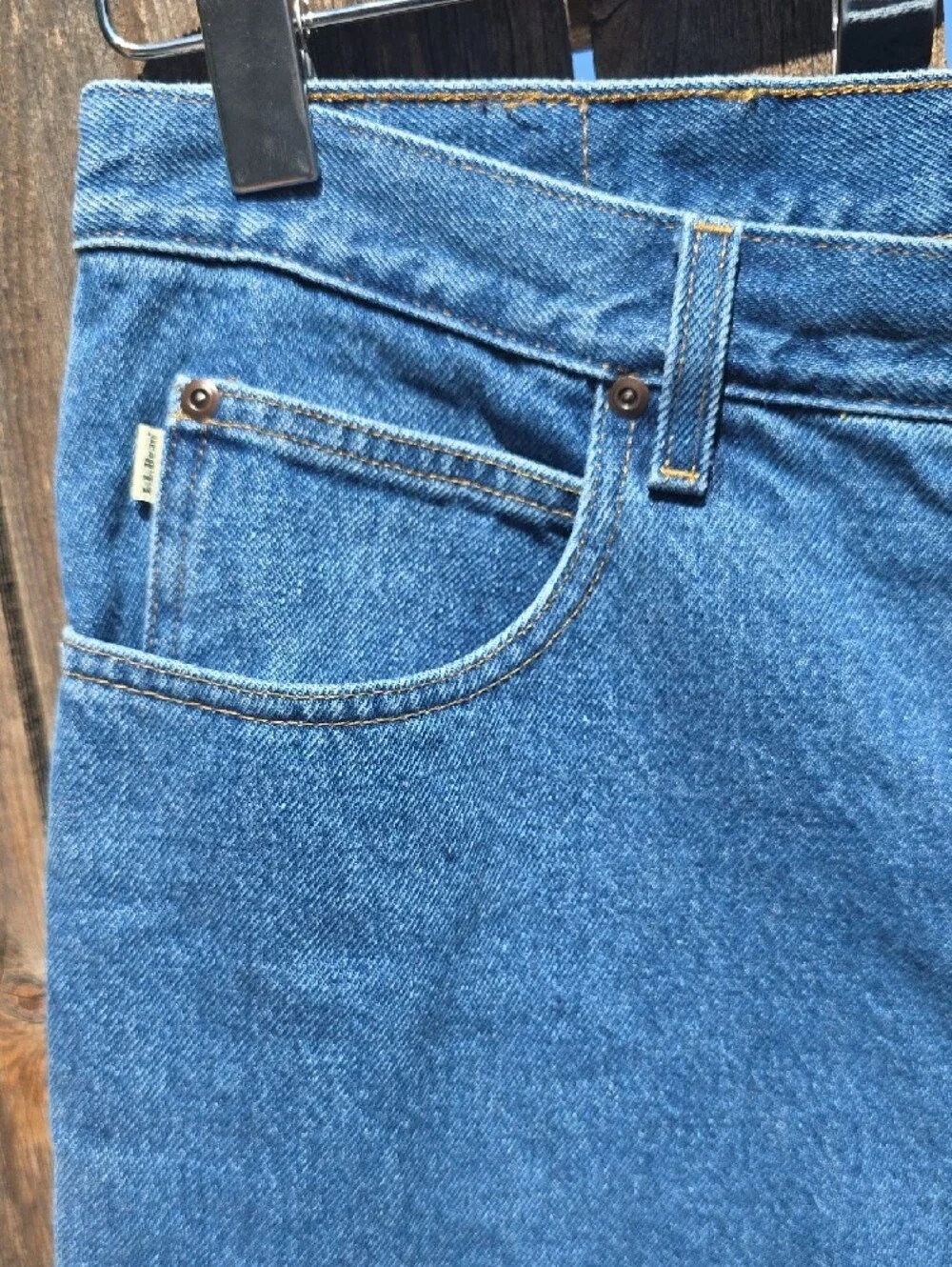Vintage L.L. Bean 40x29 Classic 100% Cotton Blue Straight Jeans Flannel Lining